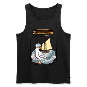 Sailor Seagull Sailing Ship Ahoy - Men's Premium Organic Tank Top - black - Front - Michal (187cm)