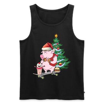 Pig Gifts Santa Claus Christmas Skater - Men's Premium Organic Tank Top - black - Front - Michal (187cm)
