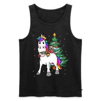 Licorne Noël Noël - Débardeur bio Premium Homme - noir - Devant - Michal (187cm)