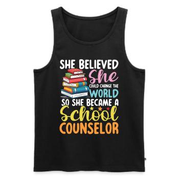 She Became A School Counselor für eine - Männer Premium Bio Tank Top - Schwarz - Vorne - Michal (187cm)