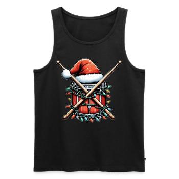 Schlagzeuger Trommel Weihnachtshut Xmas - Männer Premium Bio Tank Top - Schwarz - Vorne - AI Model Male 178 light (178cm)