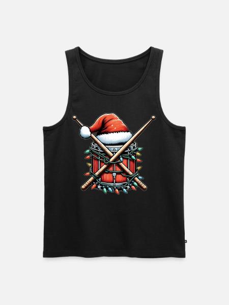 Drummer Drum Christmas Hat Xmas - Men's Premium Organic Tank Top - black