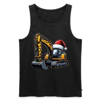 Opérateur d’excavation en construction du chapeau de Noël HEO - Débardeur bio Premium Homme - noir - Devant - Michal (187cm)