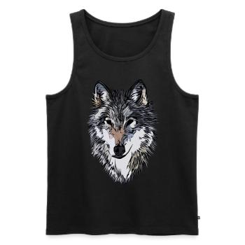 Conception graphique de visage de chien - Débardeur bio Premium Homme - noir - Devant - Michal (187cm)