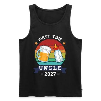 First Time Uncle 2027 - Men's Premium Organic Tank Top - black - Front - AI Model Male 178 light (178cm)