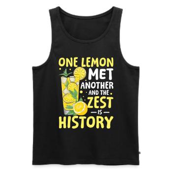 One lemon met another and the zest is history - Männer Premium Bio Tank Top - Schwarz - Vorne - Michal (187cm)