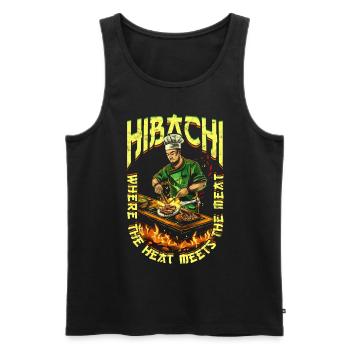 Hibachi : là où la chaleur rencontre la viande - Débardeur bio Premium Homme - noir - Devant - Michal (187cm)