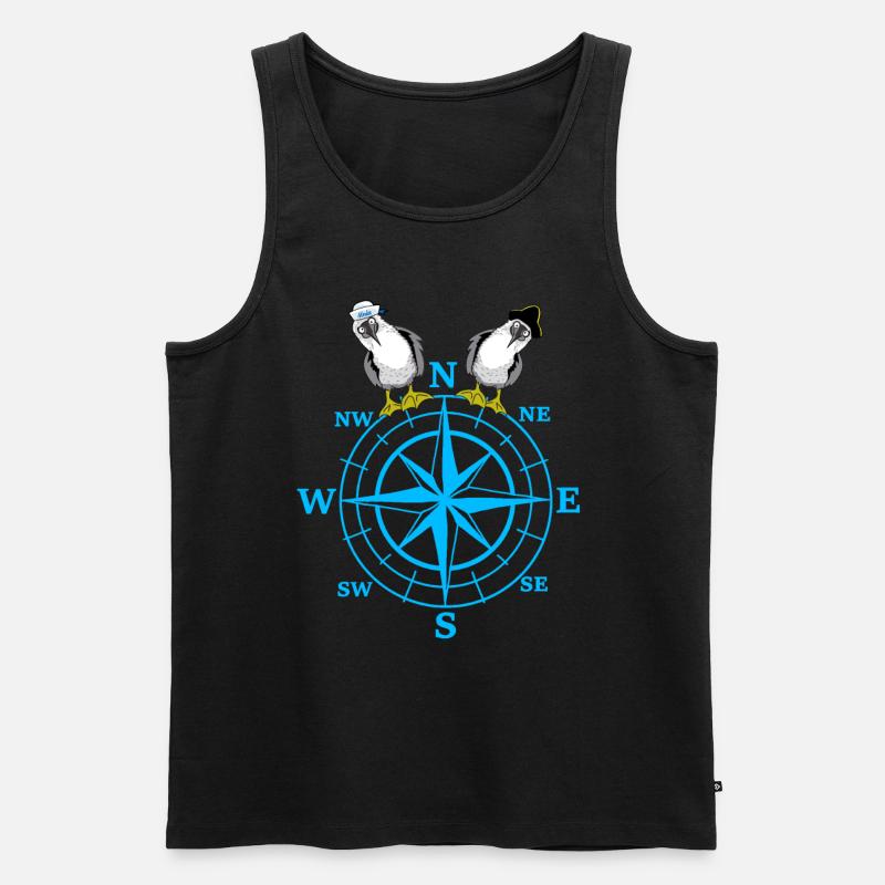 maritim Kompass Möwen Möwe - Männer Premium Bio Tank Top - Schwarz