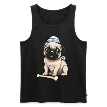 Hund Hunde maritim Moin Seemann Matrose Ahoi - Männer Premium Bio Tank Top - Schwarz - Vorne - AI Model Male 178 light (178cm)