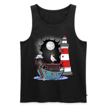 maritim Seepferd Boot Leuchtturm Möwe Kinder - Männer Premium Bio Tank Top - Schwarz - Vorne - AI Model Male 178 light (178cm)