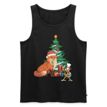 Christmas Christmas Xmas Fox Rooster - Men's Premium Organic Tank Top - black - Front - Michal (187cm)