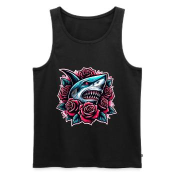 Requin - Débardeur bio Premium Homme - noir - Devant - Michal (187cm)