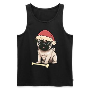 Mops Hunde Hund Nikolaus Weihnachtsmann Santa - Männer Premium Bio Tank Top - Schwarz - Vorne - AI Model Male 178 light (178cm)