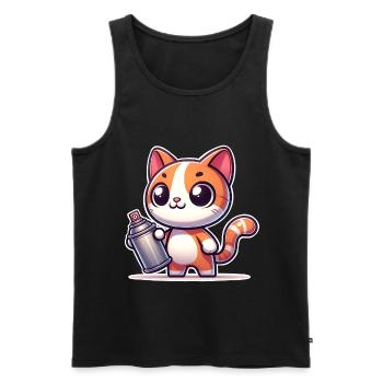 Cat Graffiti - Men's Premium Organic Tank Top - black - Front - Michal (187cm)