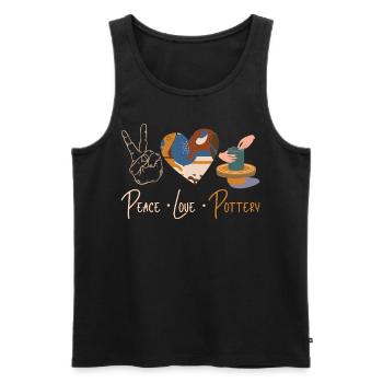 Pottery Ceramics Artist Peace Love - Men's Premium Organic Tank Top - black - Front - Michal (187cm)