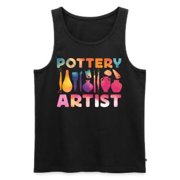 Pottery Ceramics Artist Watercolor - Men's Premium Organic Tank Top - black - Front - Michal (187cm)