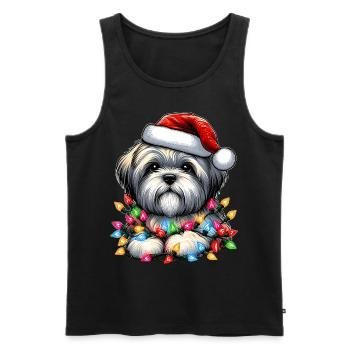 Lhasa Apso Hund Weihnachtsmütze Xmas - Männer Premium Bio Tank Top - Schwarz - Vorne - AI Model Male 178 light (178cm)