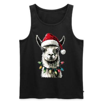 Lustige niedliche Lama Alpaka Weihnachtsmütze Weih - Männer Premium Bio Tank Top - Schwarz - Vorne - Michal (187cm)