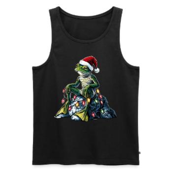 Frosch auf Felsen sitzend Cottagecore Goblincore - Männer Premium Bio Tank Top - Schwarz - Vorne - AI Model Male 178 light (178cm)