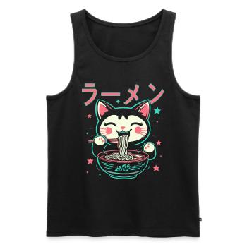 Cat, Ramen, Japanese Noodles, Funny Kawaii - Men's Premium Organic Tank Top - black - Front - Michal (187cm)