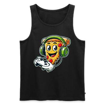 Gaming, Video Gamer, Zocker, Pizza & Controller - Männer Premium Bio Tank Top - Schwarz - Vorne - Michal (187cm)