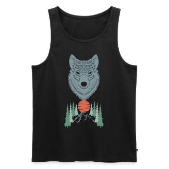 love dog head graphic in nature in the forest - Männer Premium Bio Tank Top - Schwarz - Vorne - Michal (187cm)