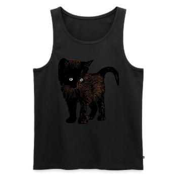 Brown Cat Pet Graphic Design Animal Art - Men's Premium Organic Tank Top - black - Front - Michal (187cm)