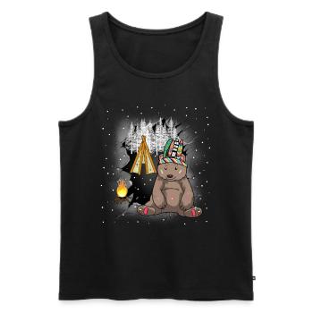 Chaman Ours Tipi Feu de camp Ours du Far West - Débardeur bio Premium Homme - noir - Devant - Michal (187cm)