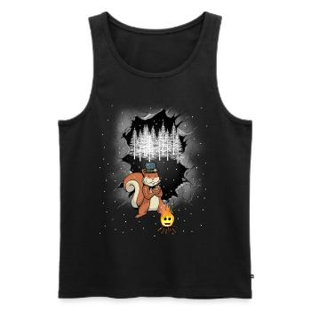 Habitants de la forêt Écureuils Feu de camp Conte de fées - Débardeur bio Premium Homme - noir - Devant - AI Model Male 178 light (178cm)