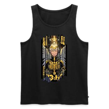 Ver.1 - Cyborg Engel oder Kanji - Männer Premium Bio Tank Top - Schwarz - Vorne - AI Model Male 178 light (178cm)