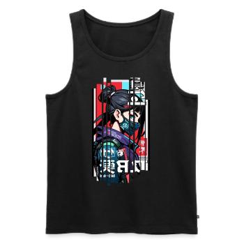 Ver.1 - Cyborg Japan red blue kanji - Men's Premium Organic Tank Top - black - Front - Michal (187cm)