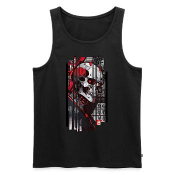 Cyborg Schädel Kanji - Männer Premium Bio Tank Top - Schwarz - Vorne - Michal (187cm)