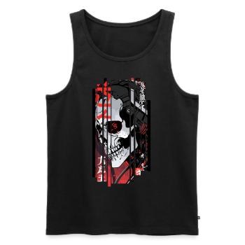 Cyborg schwarzer Kanji-Schädel - Männer Premium Bio Tank Top - Schwarz - Vorne - Michal (187cm)