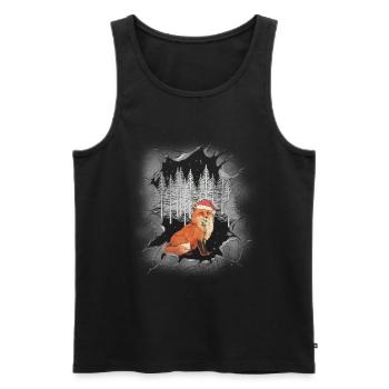 Renard de Noël Père Noël Père Noël Habitant de la forêt Père Noël - Débardeur bio Premium Homme - noir - Devant - AI Model Male 178 light (178cm)