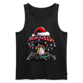 Champignon Cottagecore Esthétique Père Noël - Débardeur bio Premium Homme - noir - Devant - Michal (187cm)