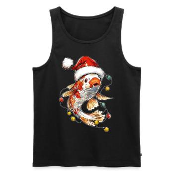Nishikigoi carpe carpe koi poisson chapeau de Noël - Débardeur bio Premium Homme - noir - Devant - Michal (187cm)