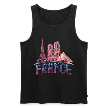 Frankreich Paris Eiffelturm Bonjour - Männer Premium Bio Tank Top - Schwarz - Vorne - Michal (187cm)