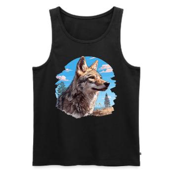 Kojoten Kojote - Männer Premium Bio Tank Top - Schwarz - Vorne - AI Model Male 178 light (178cm)