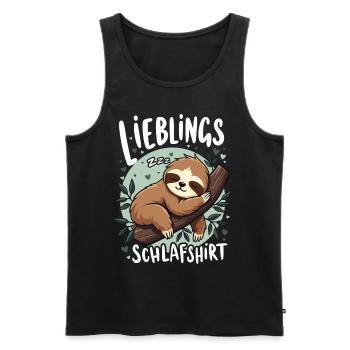 Favorite Sleep Shirt Late Riser Morning Grouches - Men's Premium Organic Tank Top - black - Front - AI Model Male 178 light (178cm)