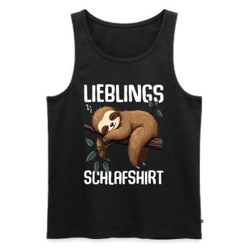 Favorite Sleep Shirt Late Riser Morning Grouches - Men's Premium Organic Tank Top - black - Front - AI Model Male 178 light (178cm)