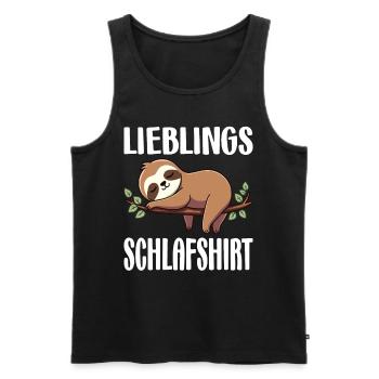 Favorite Sleep Shirt Late Riser Morning Grouches - Men's Premium Organic Tank Top - black - Front - AI Model Male 178 light (178cm)