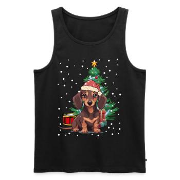 Teckel Noël Père Noël Père Noël Chien Chiens - Débardeur bio Premium Homme - noir - Devant - Michal (187cm)