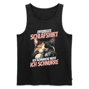 nieOffizielles Schlafshirt - Dreifarbiges Kätzchen - Männer Premium Bio Tank Top - Schwarz - Vorne - AI Model Male 178 light (178cm)