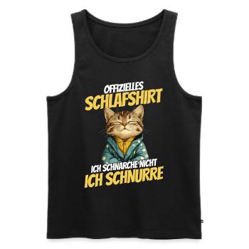 Official Sleep Shirt - Cute Cat in Hoodie - Men's Premium Organic Tank Top - black - Front - Michal (187cm)