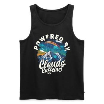 Paramotoring Powered By Clouds And Caffeine - Men's Premium Organic Tank Top - black - Front - Michal (187cm)