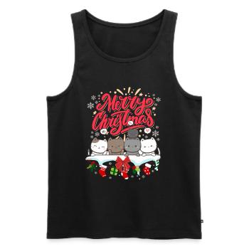 Cute Christmas cat - Cute christmas cat - Men's Premium Organic Tank Top - black - Front - Michal (187cm)