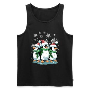 Niedlicher Weihnachtspinguin - Niedlicher Weihnachtspinguin - Männer Premium Bio Tank Top - Schwarz - Vorne - Michal (187cm)