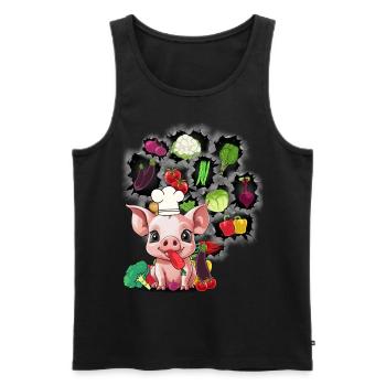 Vegetarian Cooking Piglet Piggy Vegetable Kitchen - Men's Premium Organic Tank Top - black - Front - Michal (187cm)
