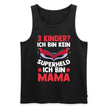 Mama Von 3 Kindern Superheldin - Männer Premium Bio Tank Top - Schwarz - Vorne - Michal (187cm)