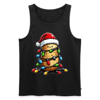 Cute Kawaii Potato Santa Hat Xmas - Men's Premium Organic Tank Top - black - Front - AI Model Male 178 light (178cm)